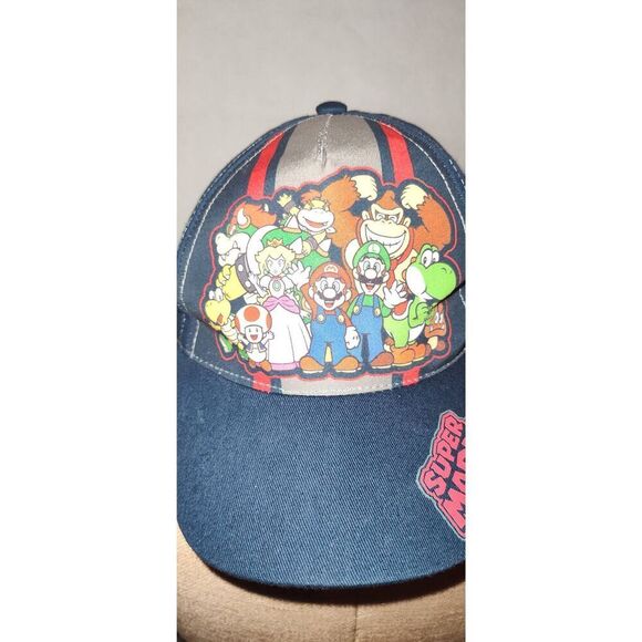 Super Mario Snap Back Hat Cap Mario Blue Snapback 2018 Nintendo Kids - Picture 2 of 5